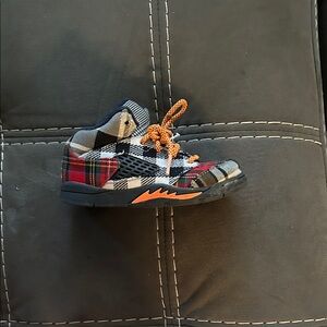 Jordan Kids Plaid Sneakers with Orange Laces